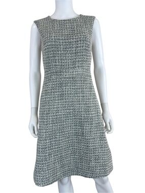 J. Crew Cream Metallic Tweed Fit & Flare Dress Size 2 P0975